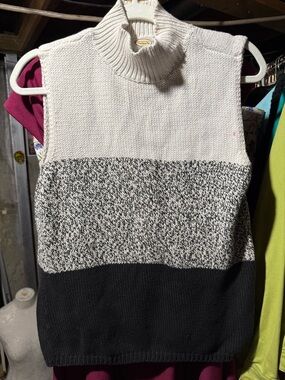 Talbots Cream Ribbed Turtleneck Sweater